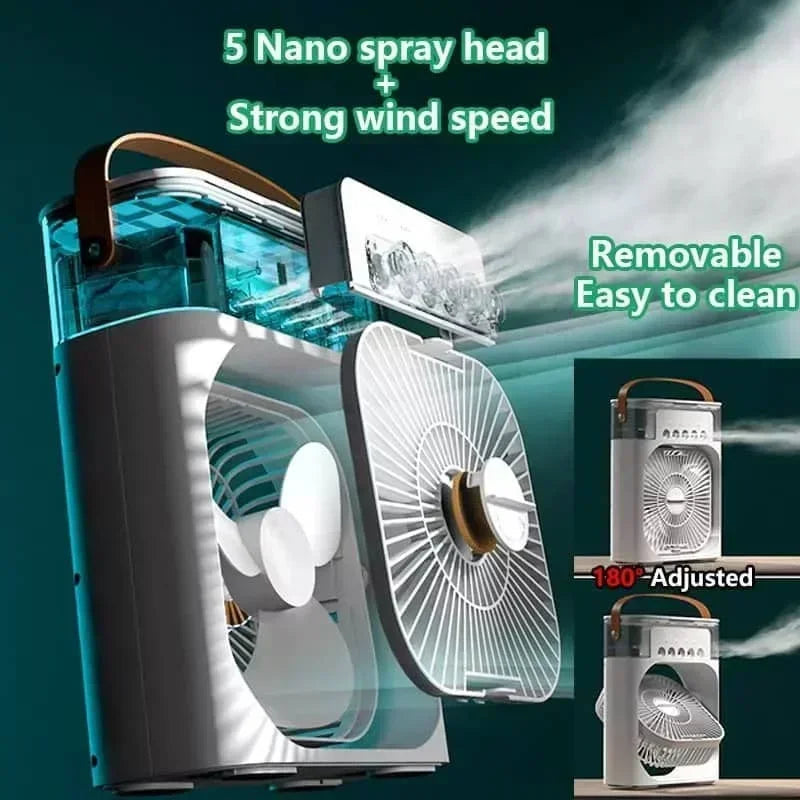 Portable Humidifier Air Conditioner Fan Household Hydrocooling Water Mist Cooler Portable Air Adjustment for Office 3 Speed Fan